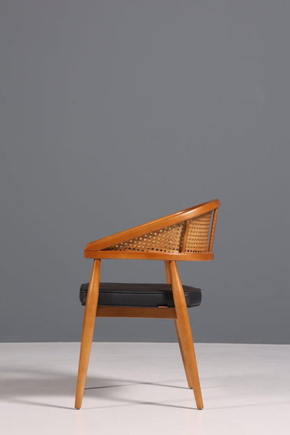 Edler Korbgeflecht Stuhl "Malibu Black" Esszimmer Stuhl in schwarz Armlehnstuhl Sekretär Stuhl Küchenstuhl