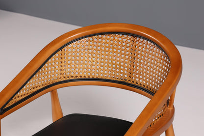 Edler Korbgeflecht Stuhl "Malibu Black" Esszimmer Stuhl in schwarz Armlehnstuhl Sekretär Stuhl Küchenstuhl