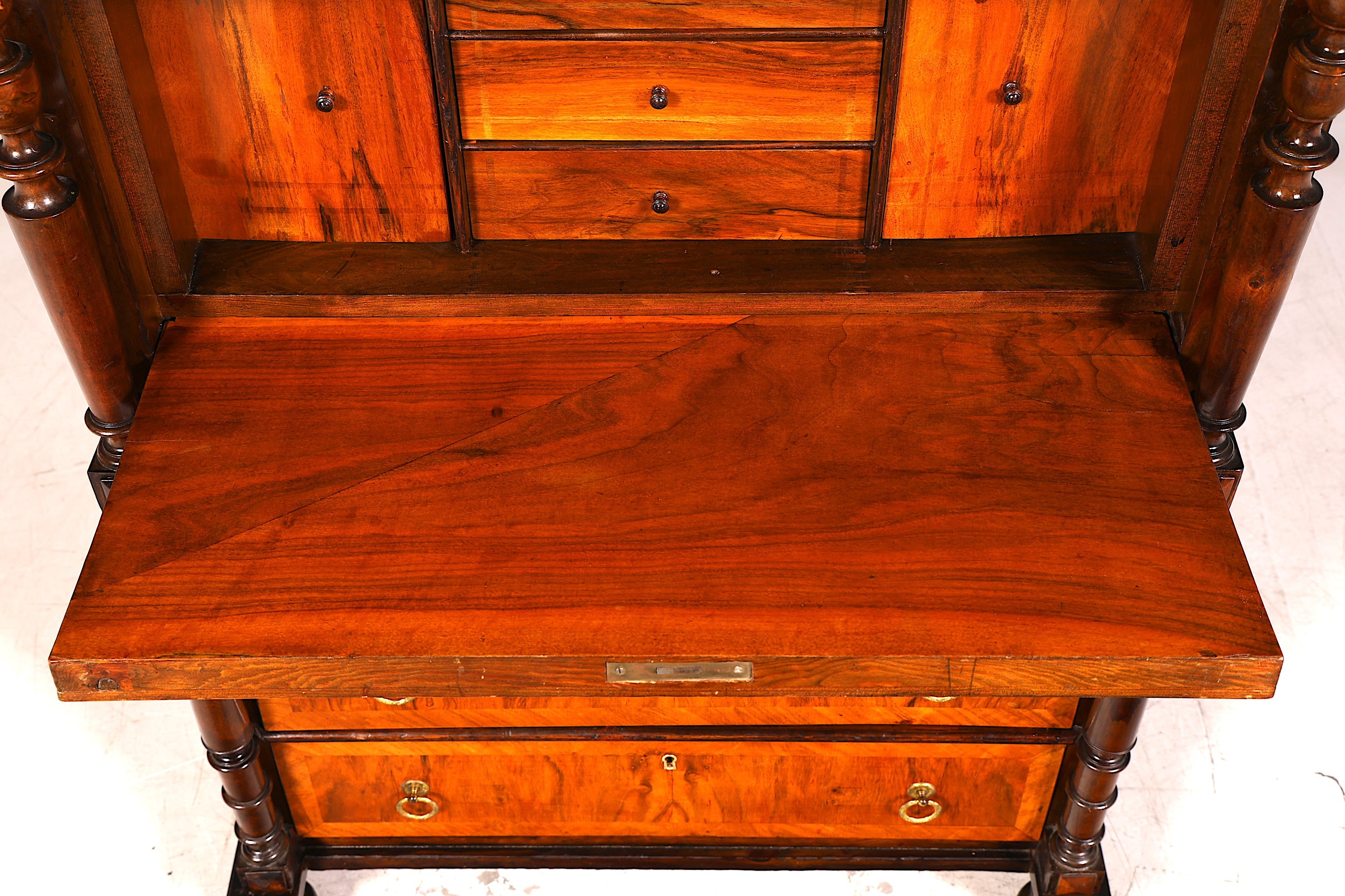 Eleganter Gründerzeit Sekretär Vertiko Highboard Louis Philippe Kommode Antik Schrank um 1880