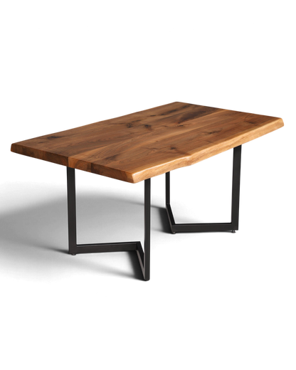 Beeindruckender Nussbaum Tisch 160cm-90cm Esszimmer Tisch Baumkanten Platte massiv Holz Küchentisch