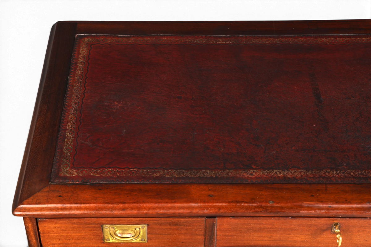 Edler Englischer Military Chest Schreibtisch Maritim Bürotisch Lederauflage Office Desk