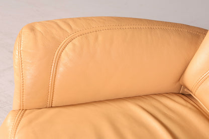 Prachtige Himolla-relaxfauteuil van echt leer, beige tv-fauteuil, relaxfauteuil met ligfunctie, vintage
