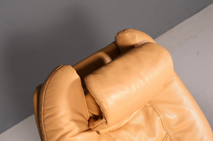 Prachtige Himolla-relaxfauteuil van echt leer, beige tv-fauteuil, relaxfauteuil met ligfunctie, vintage