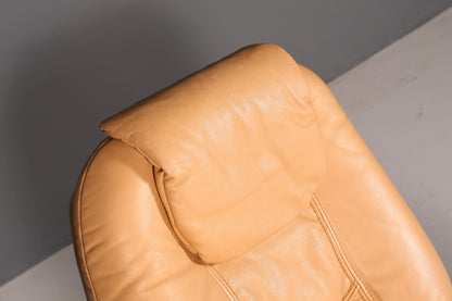 Prachtige Himolla-relaxfauteuil van echt leer, beige tv-fauteuil, relaxfauteuil met ligfunctie, vintage