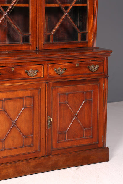 Beeindruckender Englischer Bücherschrank Mahagoni Vitrine Bibliothek Antik Glasvitrine Buffet