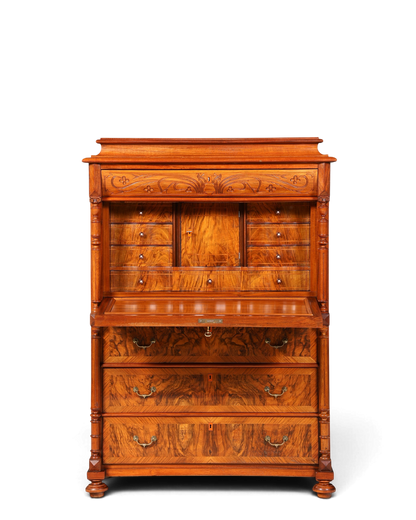 Traumhafter Louis Philippe Sekretär um 1870 Vertiko Nussbaum Highboard Kommode Sekretär Schrank