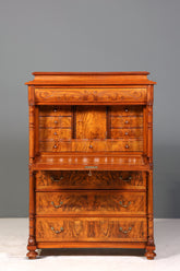 Traumhafter Louis Philippe Sekretär um 1870 Vertiko Nussbaum Highboard Kommode Sekretär Schrank