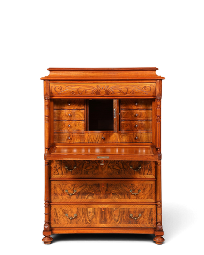 Traumhafter Louis Philippe Sekretär um 1870 Vertiko Nussbaum Highboard Kommode Sekretär Schrank