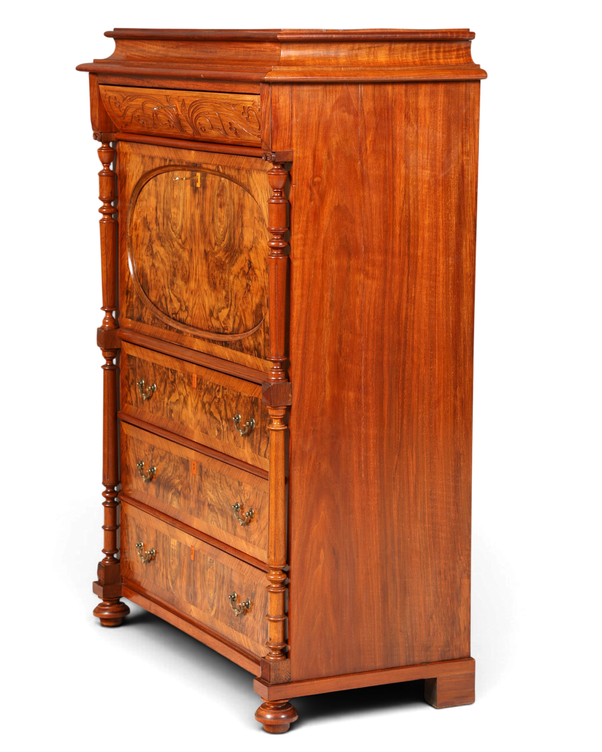 Traumhafter Louis Philippe Sekretär um 1870 Vertiko Nussbaum Highboard Kommode Sekretär Schrank