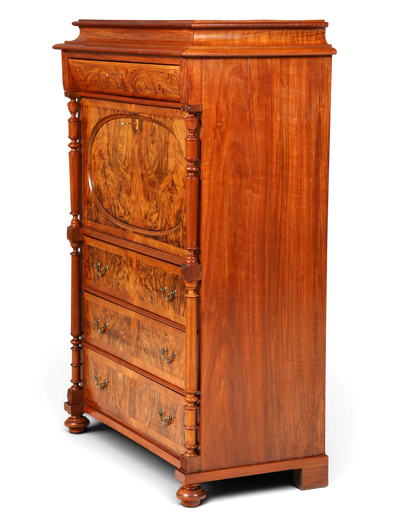 Traumhafter Louis Philippe Sekretär um 1870 Vertiko Nussbaum Highboard Kommode Sekretär Schrank
