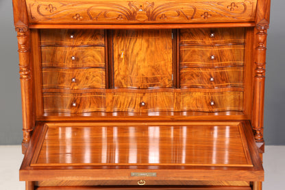 Traumhafter Louis Philippe Sekretär um 1870 Vertiko Nussbaum Highboard Kommode Sekretär Schrank