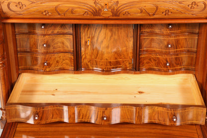 Traumhafter Louis Philippe Sekretär um 1870 Vertiko Nussbaum Highboard Kommode Sekretär Schrank
