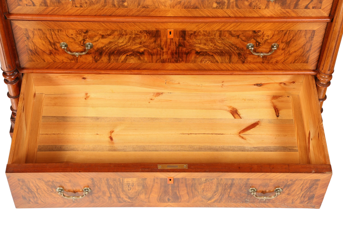 Traumhafter Louis Philippe Sekretär um 1870 Vertiko Nussbaum Highboard Kommode Sekretär Schrank