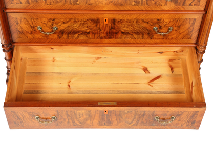 Traumhafter Louis Philippe Sekretär um 1870 Vertiko Nussbaum Highboard Kommode Sekretär Schrank
