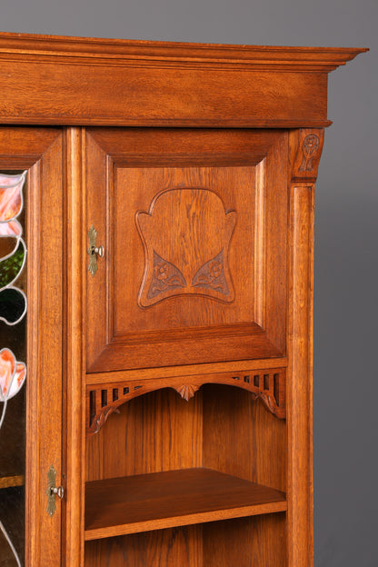 G783 Finish Traumhafte Jugendstil Vitrine Antike Holz Bücherschrank Eiche Antik Schrank Geschirrschrank (Kopie)