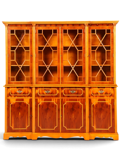 Traumhafte Englische Vitrine Bücherschrank Buffet Antik Stil Englisch Eibe Glasvitrine Bibliothek