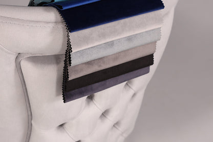 Edler Chesterfield Esszimmerstuhl "Valencia" in Grau