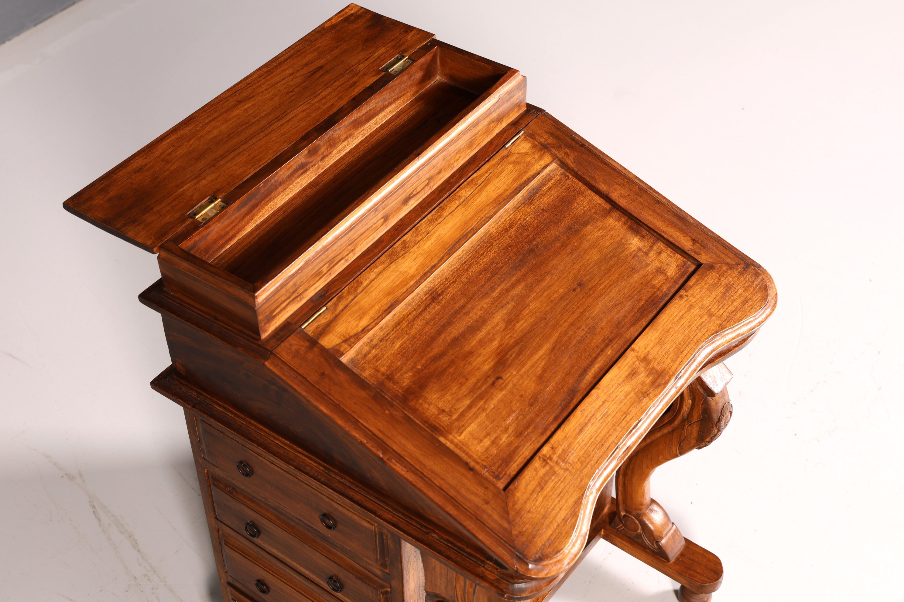 Prachtig Engels Davenport-bureau, secretaire en schrijfcommode in victoriaanse stijl, antiek en vintage