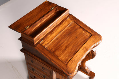 Prachtig Engels Davenport-bureau, secretaire en schrijfcommode in victoriaanse stijl, antiek en vintage