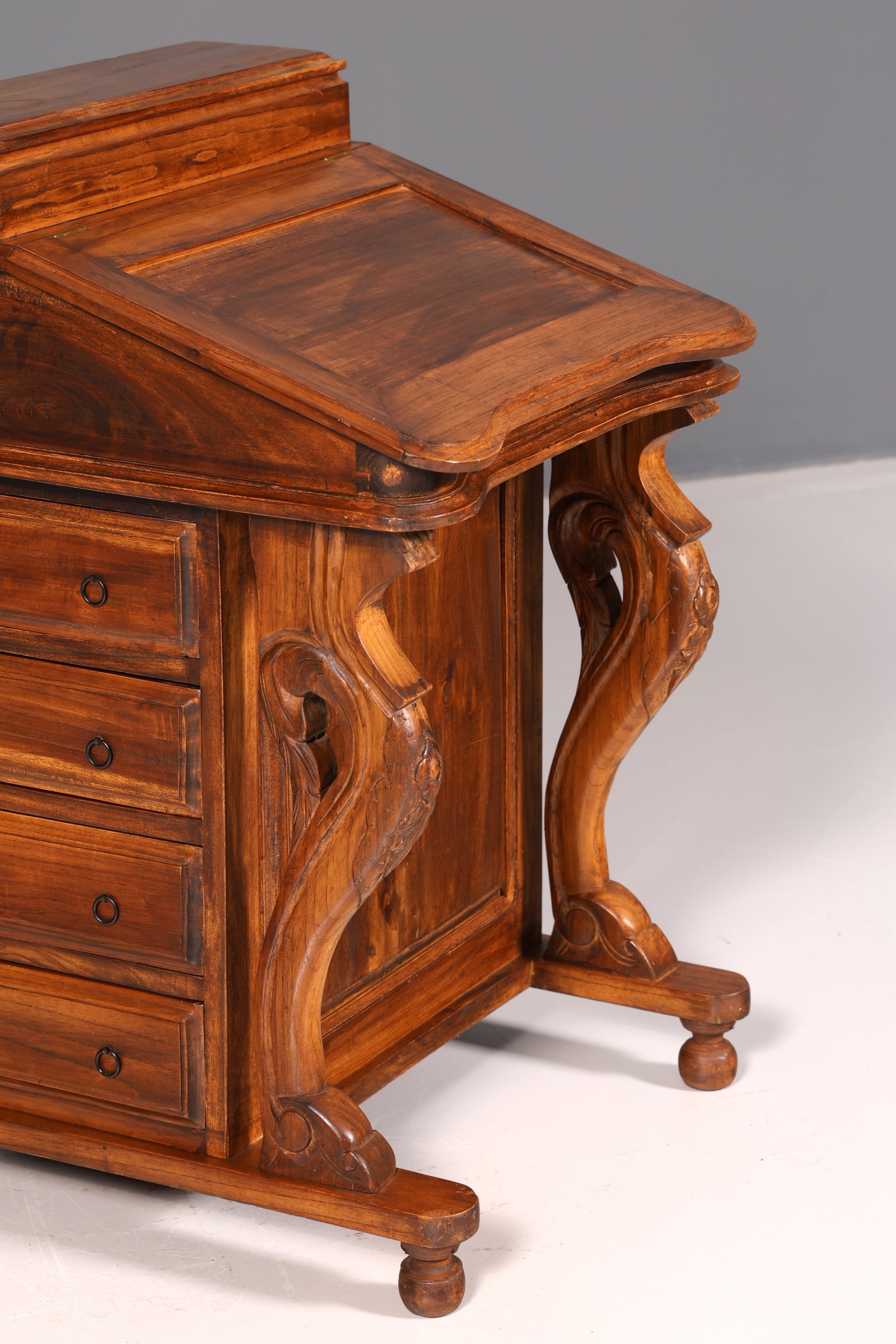 Prachtig Engels Davenport-bureau, secretaire en schrijfcommode in victoriaanse stijl, antiek en vintage