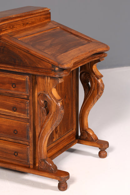 Prachtig Engels Davenport-bureau, secretaire en schrijfcommode in victoriaanse stijl, antiek en vintage