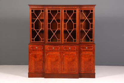 Indrukwekkende Engelse vitrinekast, bibliotheekboekenkast, glazen buffetkast van echt hout, antiek vintage