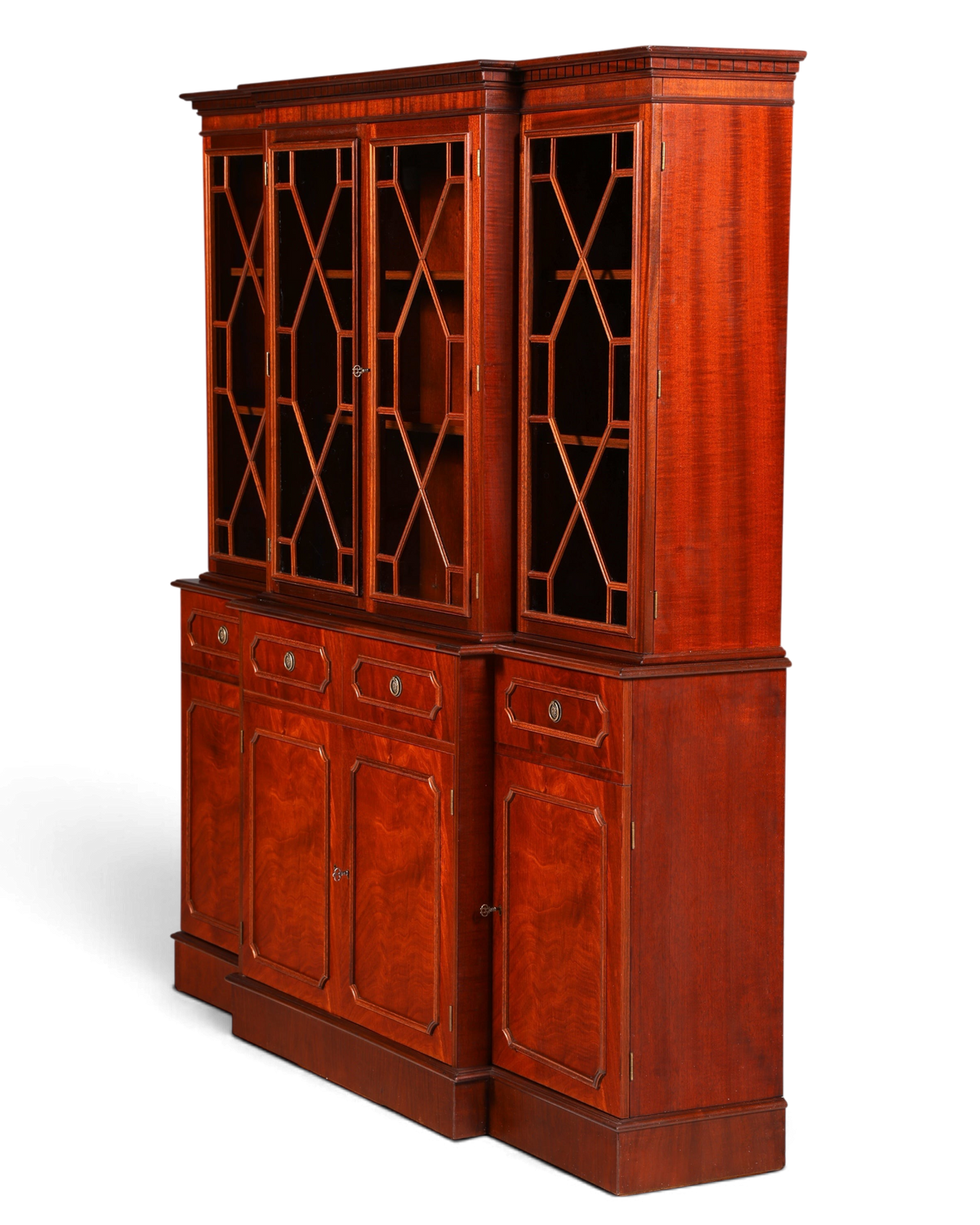 Hauptstadt Möblerei englische Vitrine aus Holz mit verglasten Sprossentüren und Unterschrank im Vintage-Stil