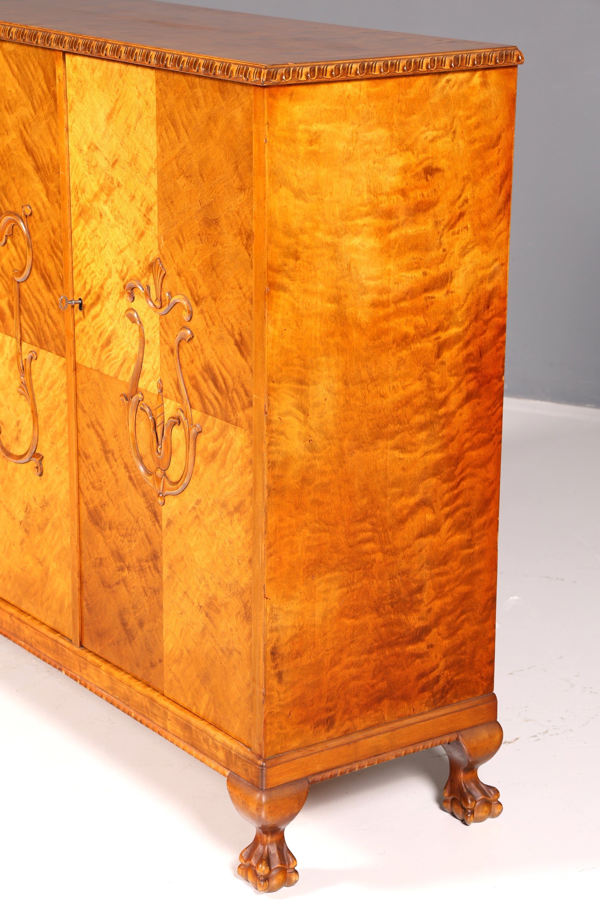 Stijlvolle originele art-deco-kast, dressoir, highboard, ladekast, circa 1930, antiek massief hout