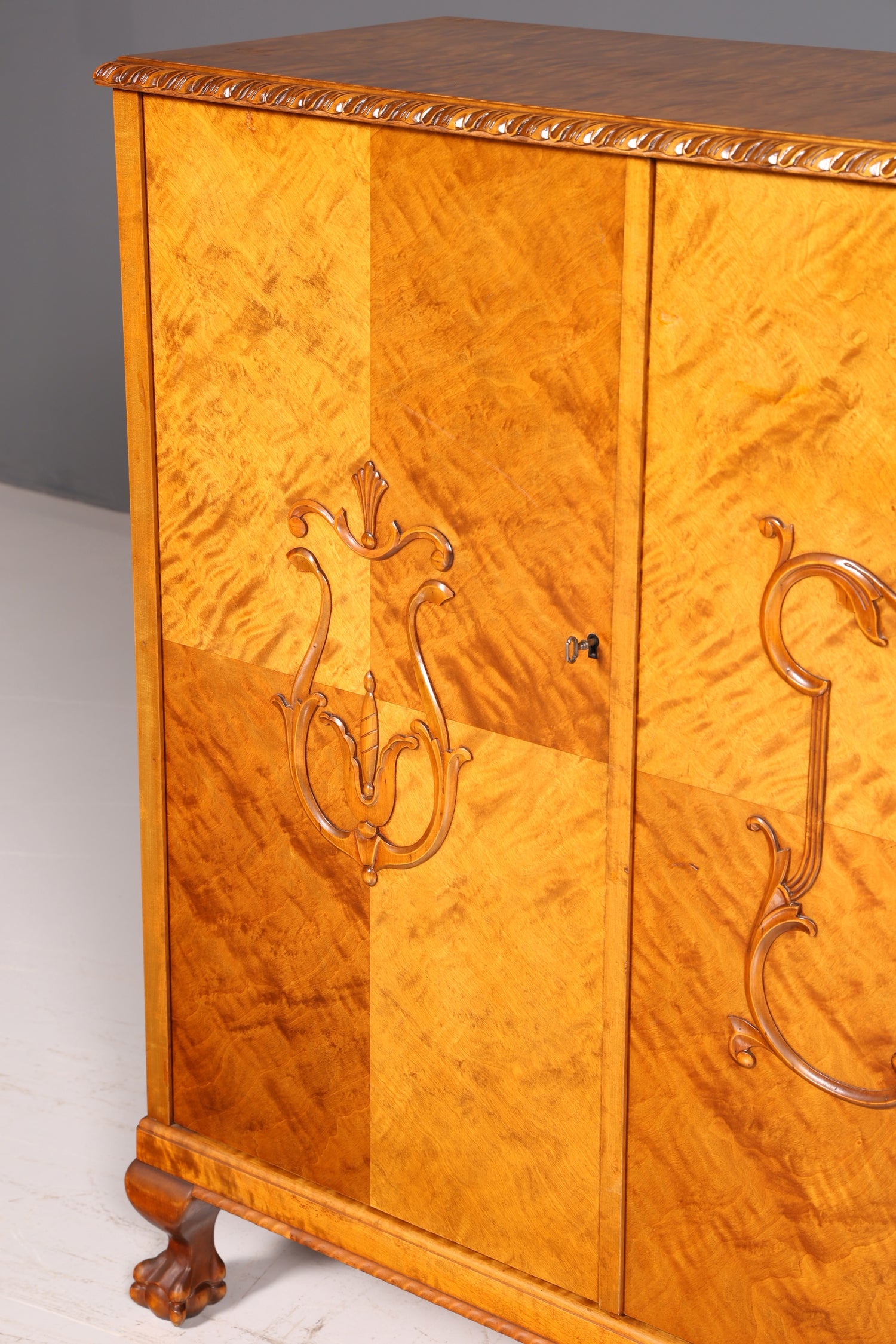 Stijlvolle originele art-deco-kast, dressoir, highboard, ladekast, circa 1930, antiek massief hout