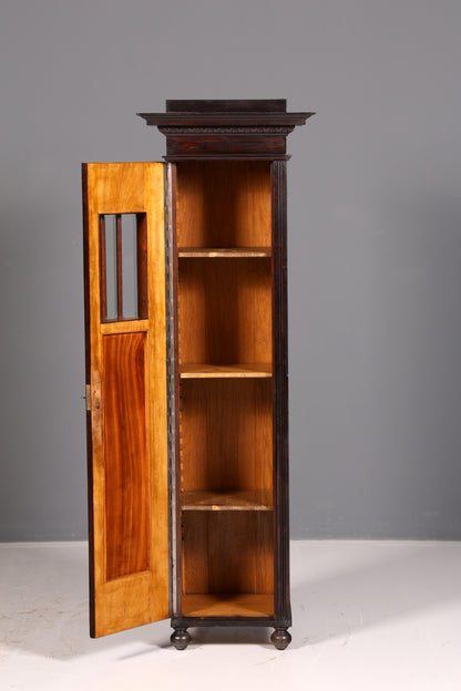 Prachtige art-nouveau-vitrine, antieke boekenkast, servieskast, glazen kast, antiek, 1 van 2