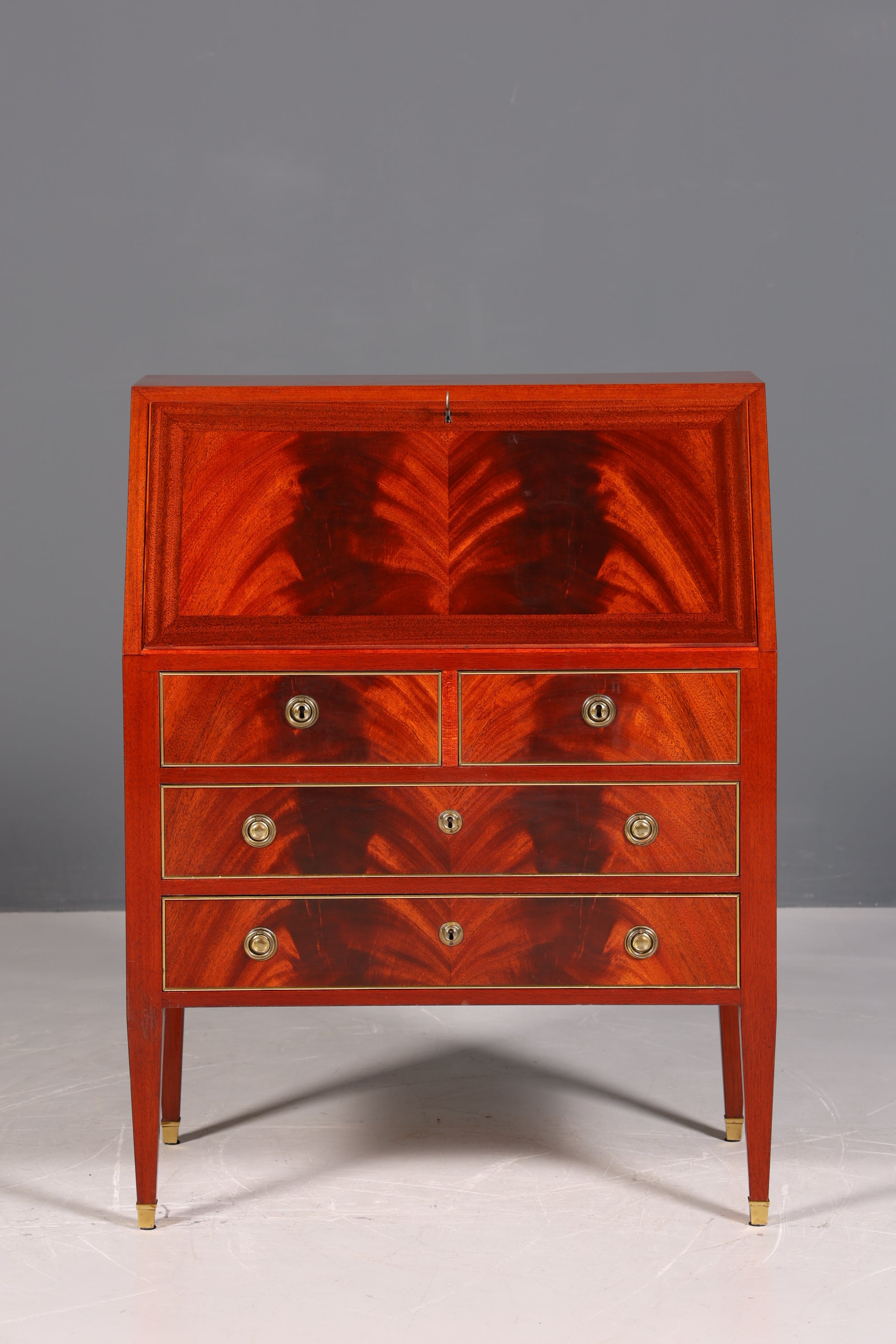 Stylish secretary desk in Louis XVI style, office chest of drawers, Empire English writing desk