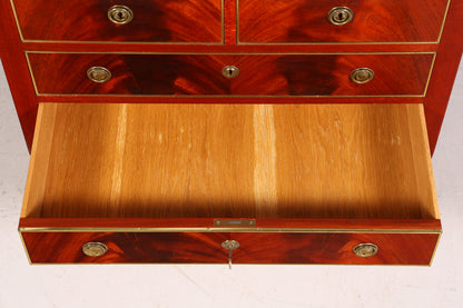 Stylish secretary desk in Louis XVI style, office chest of drawers, Empire English writing desk