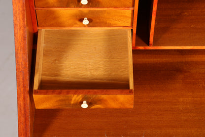 Stylish secretary desk in Louis XVI style, office chest of drawers, Empire English writing desk