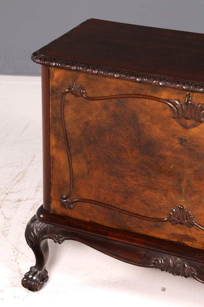 Prachtige Chippendale-kast in barokstijl, klapbare kast, commode, kist, antiek massief hout