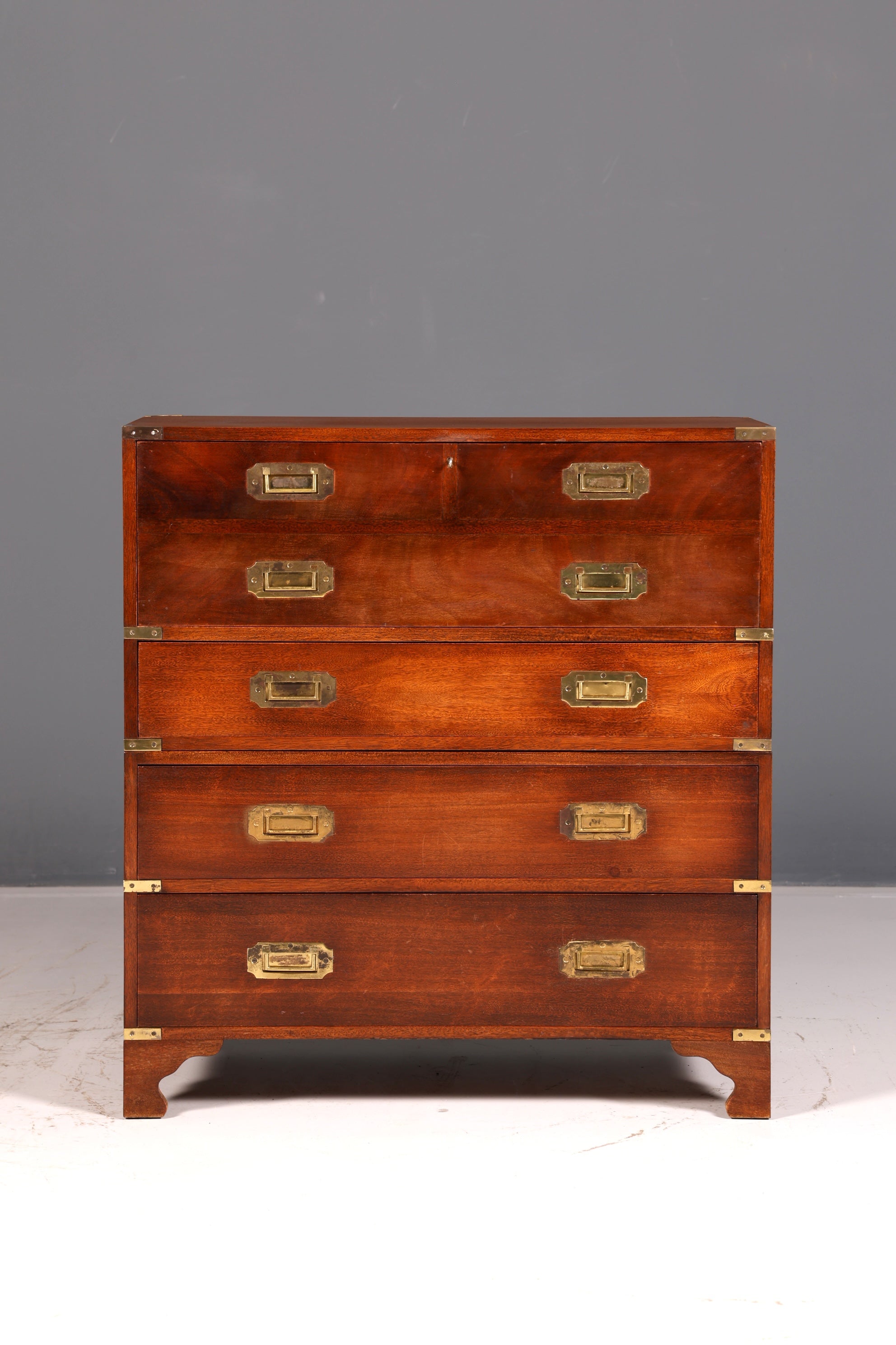Prachtige maritieme Engelse secretaire-schrijfcommode met echt leren blad, antiek vintage