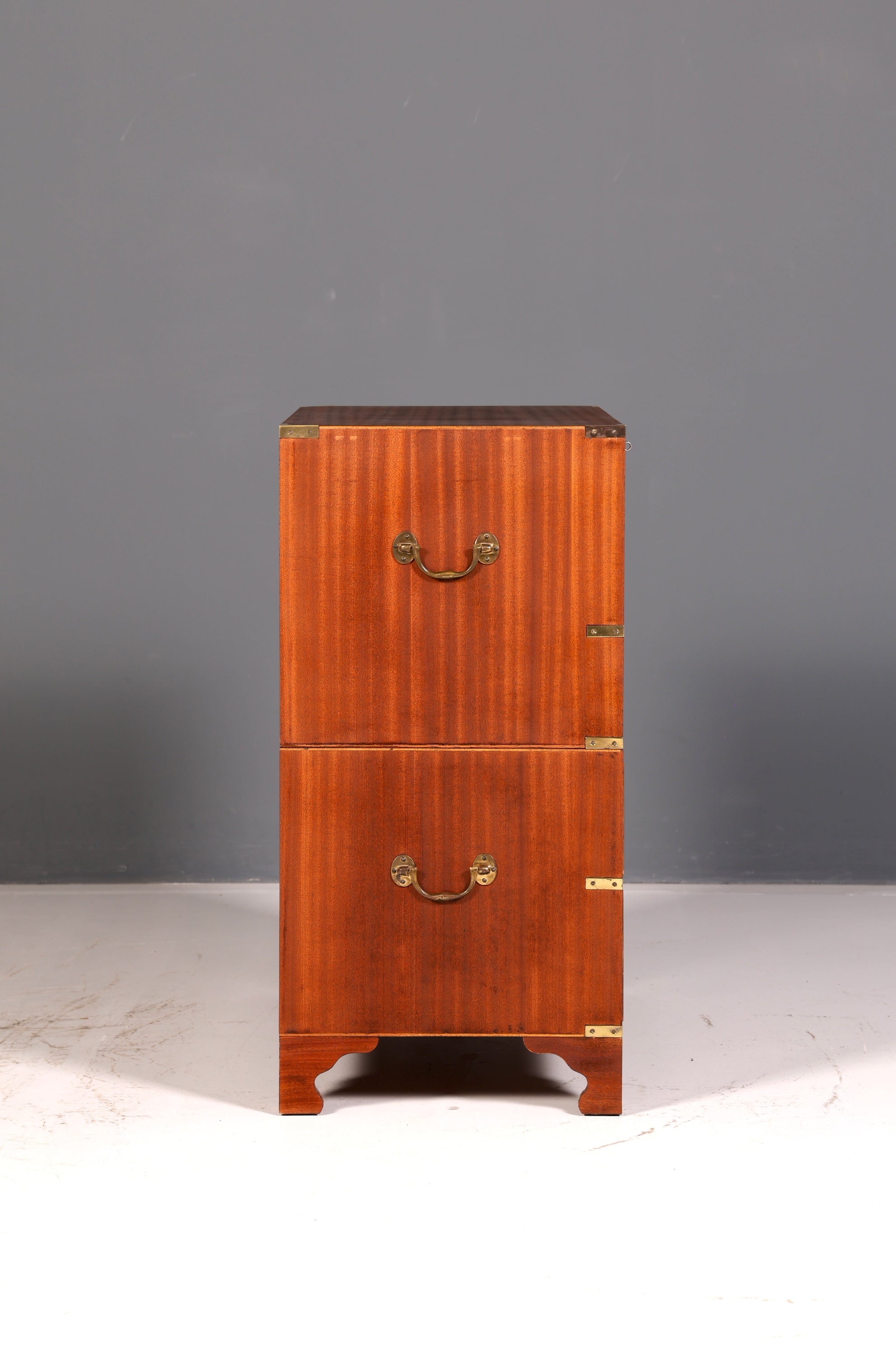 Prachtige maritieme Engelse secretaire-schrijfcommode met echt leren blad, antiek vintage