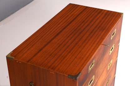 Prachtige maritieme Engelse secretaire-schrijfcommode met echt leren blad, antiek vintage