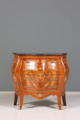 Königliche Bauchige Barock Kommode Messing Marmor Louis XV Sideboard Antik Stil