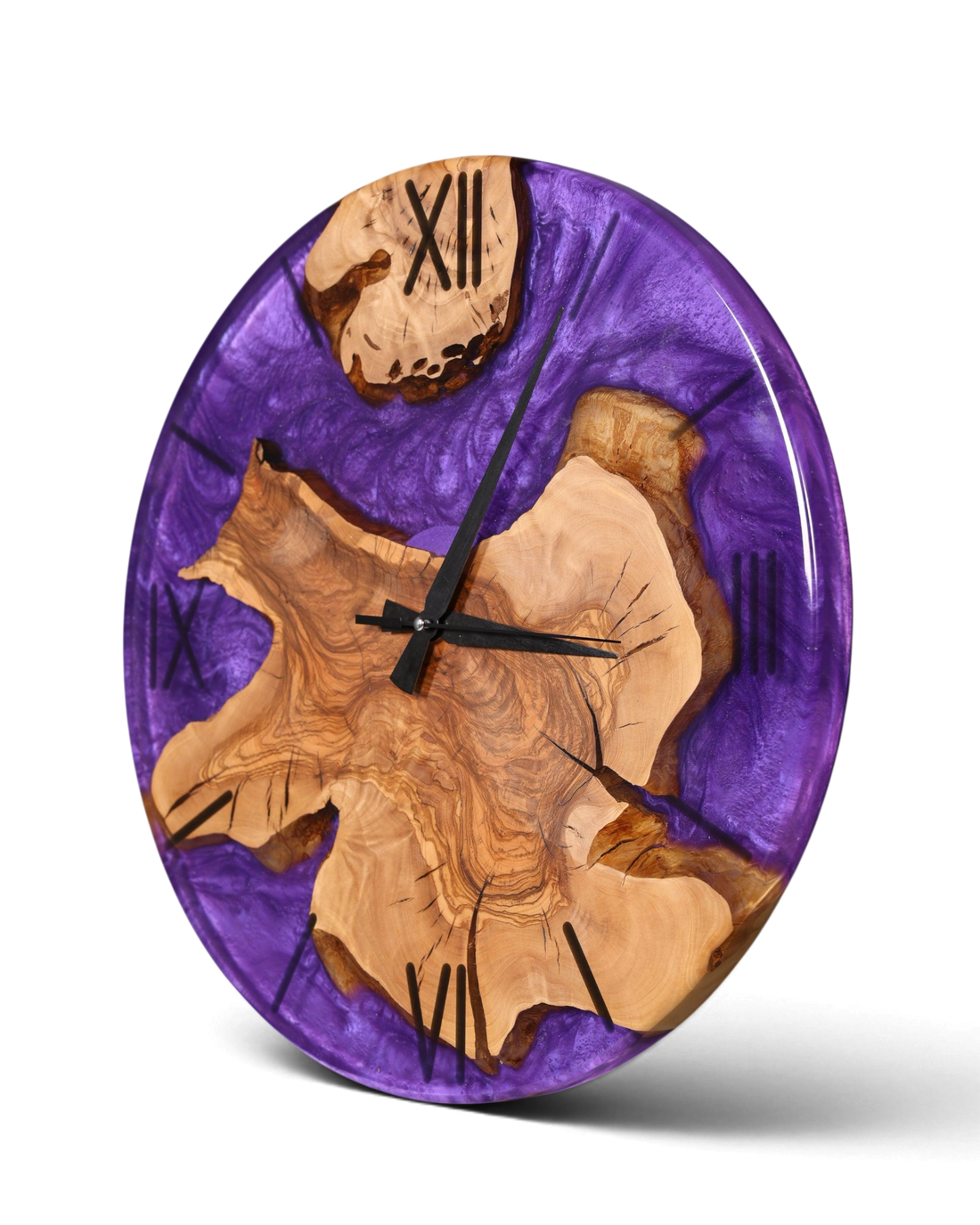 Stilvolle Handgefertigte Epoxidharz Uhr Olivenbaum Wanduhr Epoxy Analog Uhr