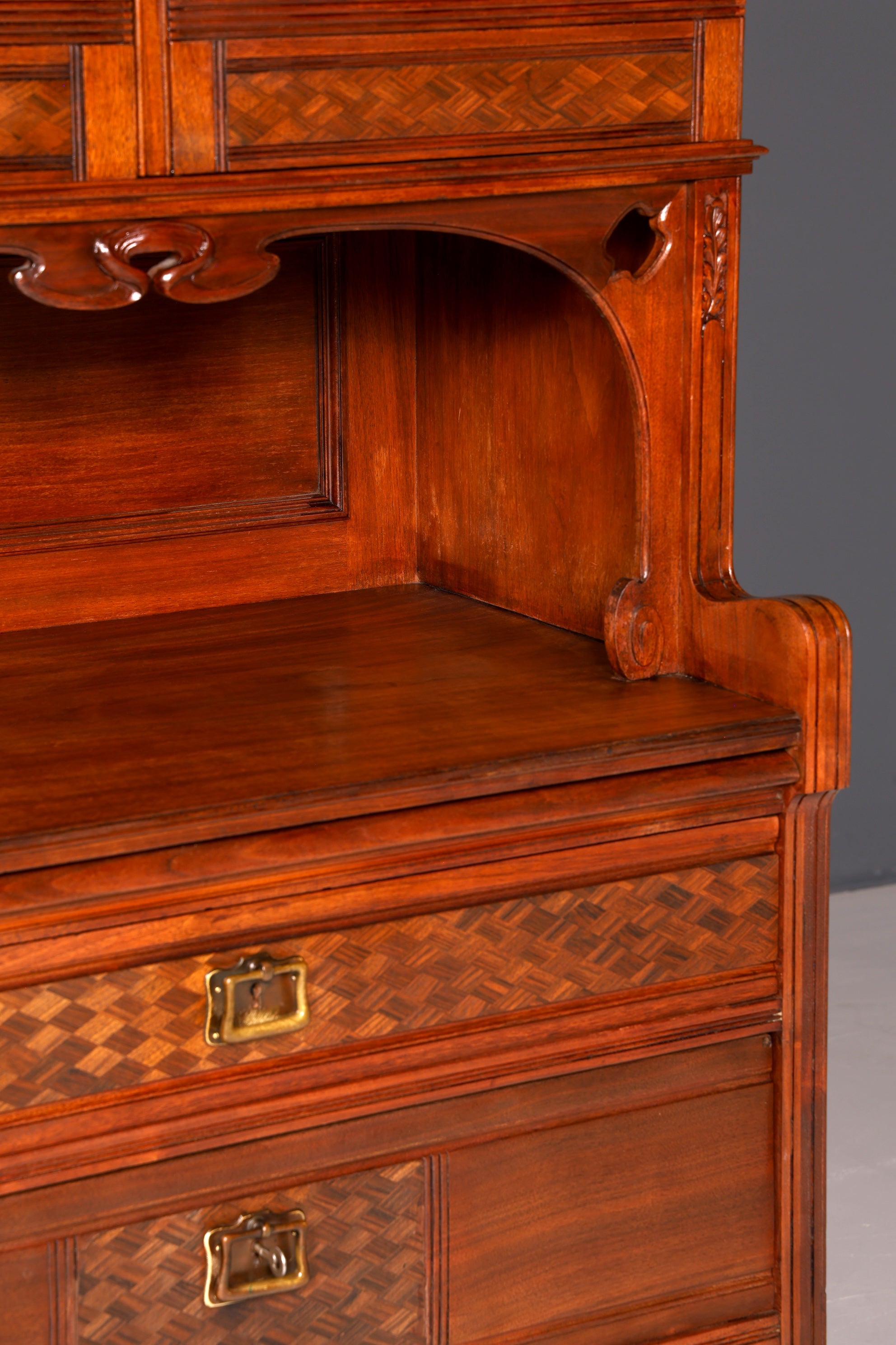 Wunderschöne Jugendstil Vitrine Antike Holz Bücherschrank Antik Schrank Geschirrschrank