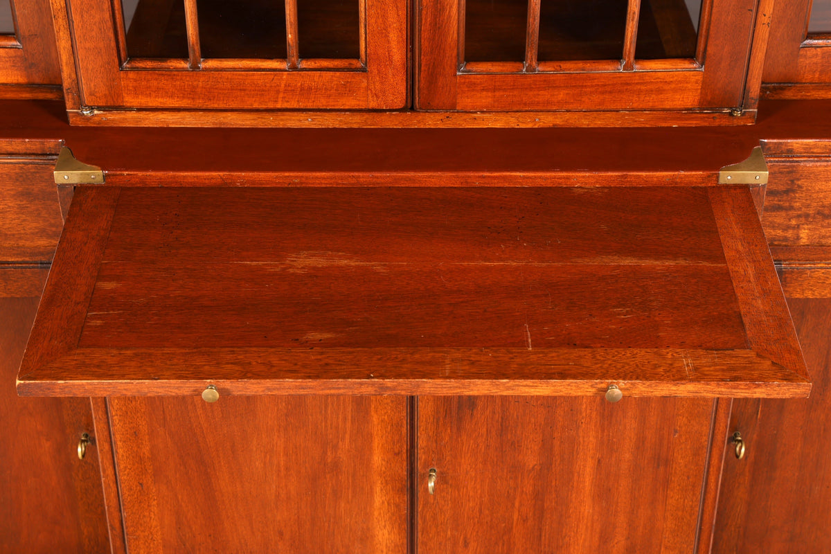 Indrukwekkende maritieme vitrinekast, Engelse kast, massief hout, bibliotheek, boekenkast, buffetkast, vintage