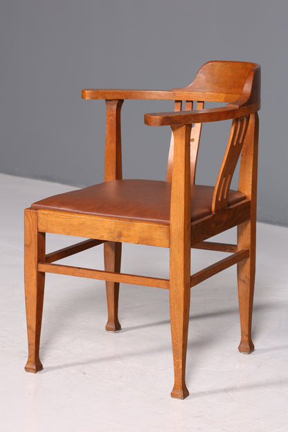 Wunderschöner Jugendstil Eckstuhl Armlehnstuhl Antik Eiche Holz Schreibtisch Stuhl Sekretär Stuhl