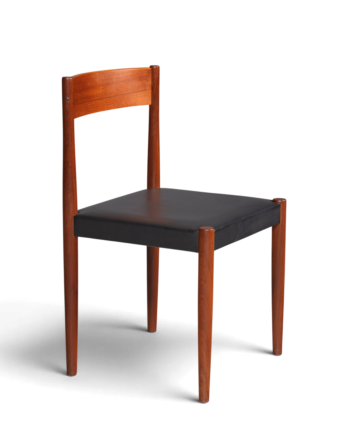 Schlichter Mid Century Stuhl Palisander Retro Sekretär Stuhl echt Leder Danish Design Küchenstuhl 1 von 2