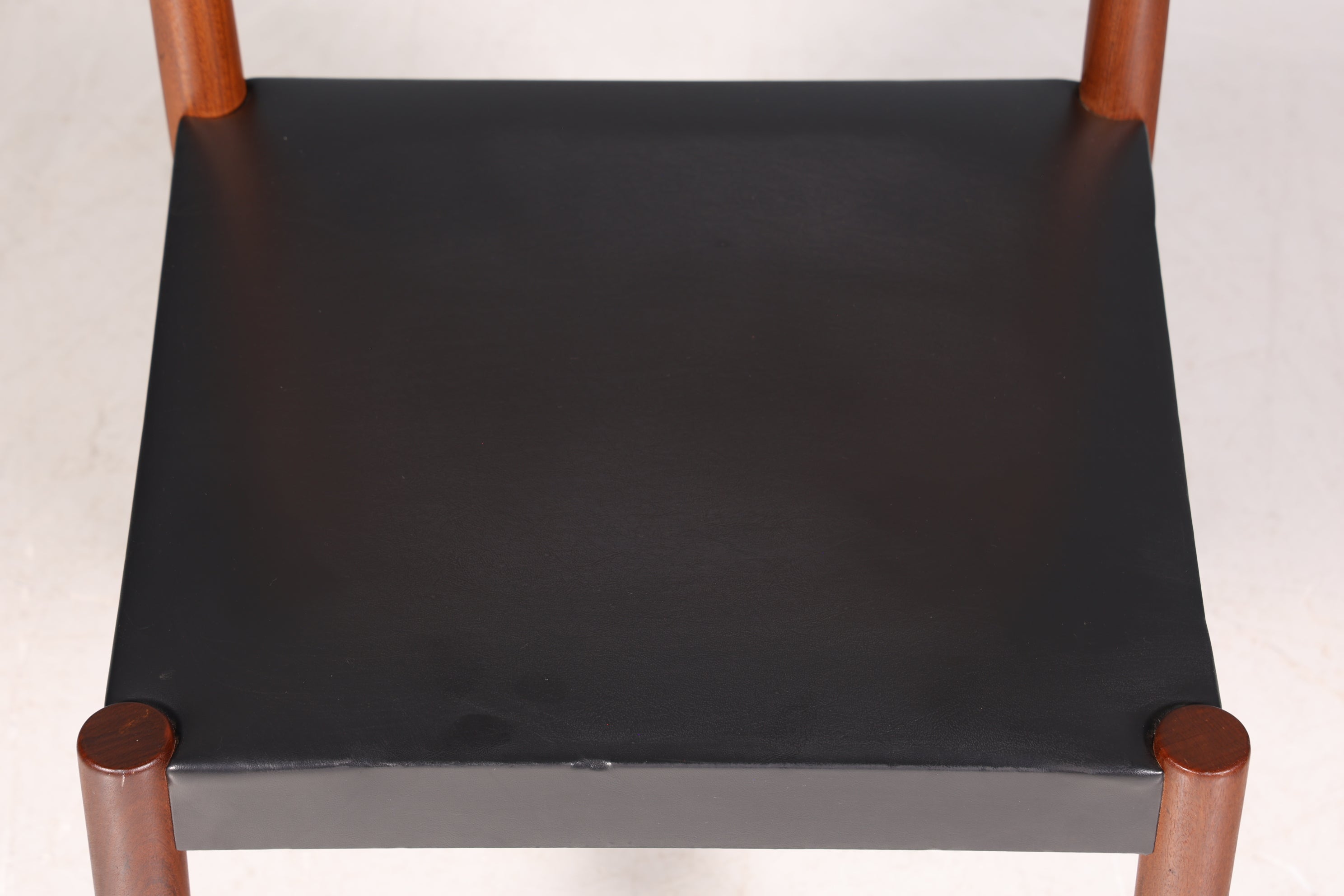 Simple mid-century chair, rosewood, retro secretary chair, genuine leather, Danish design kitchen chair, 2 of 2