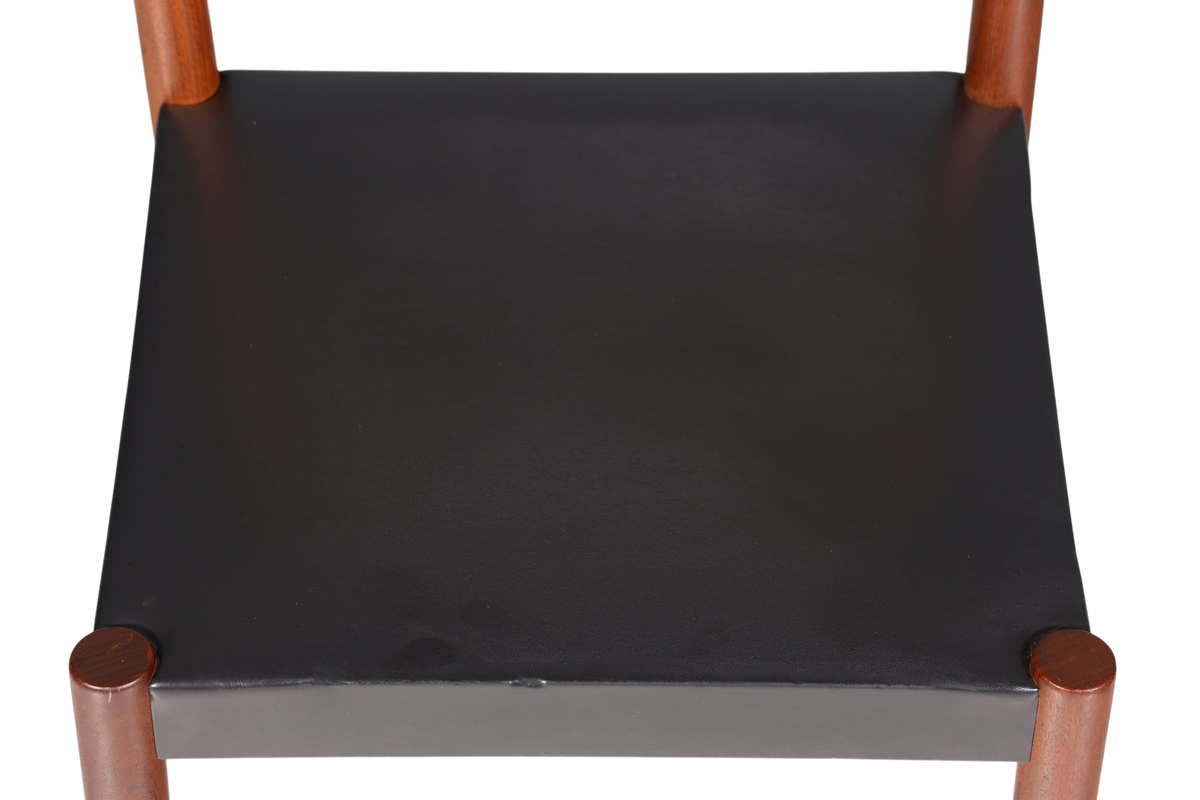 Schlichter Mid Century Stuhl Palisander Retro Sekretär Stuhl echt Leder Danish Design Küchenstuhl 2 von 2