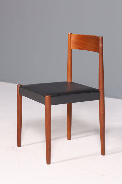 Simple mid-century chair, rosewood, retro secretary chair, genuine leather, Danish design kitchen chair, 2 of 2