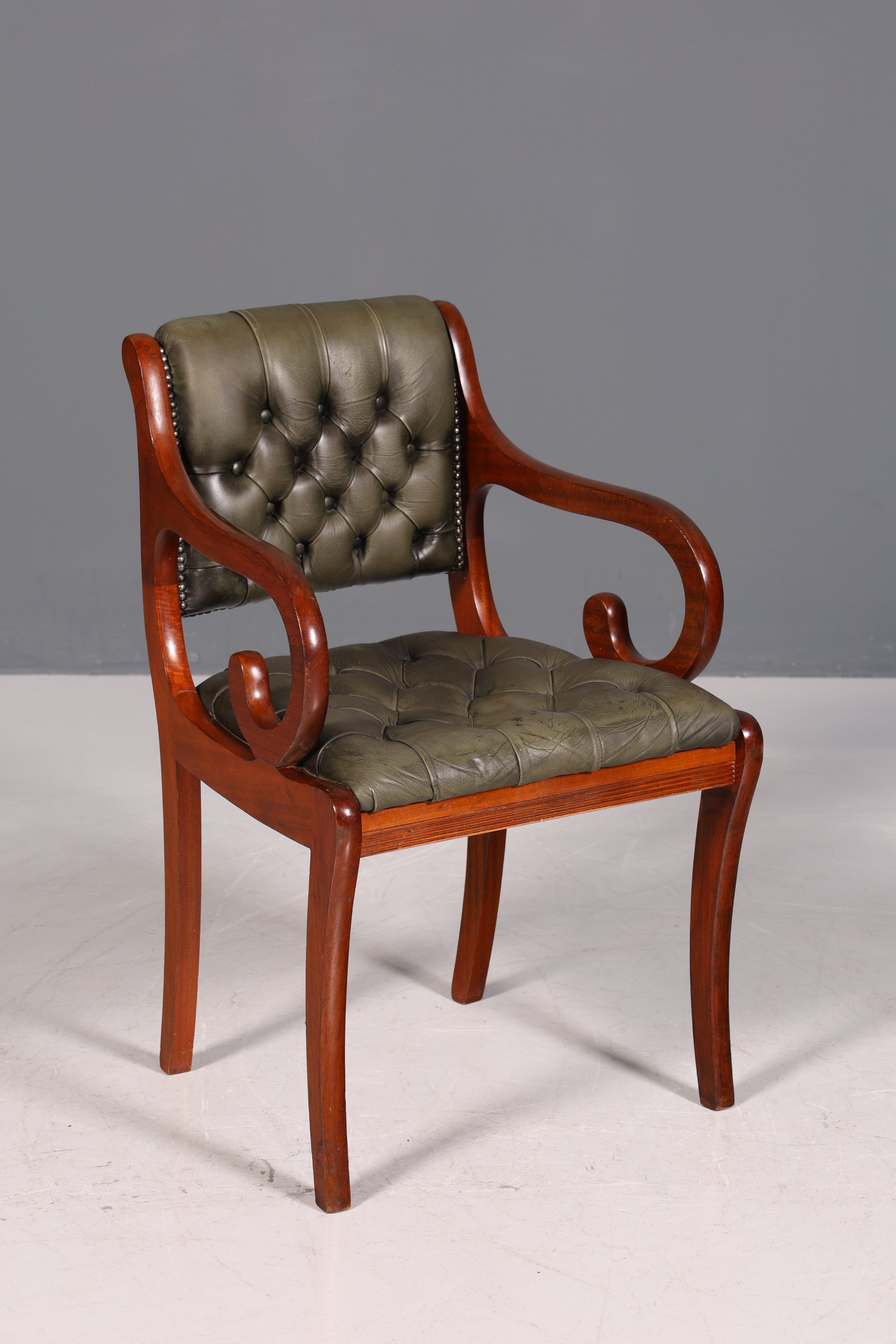 Original Chesterfield armchair Canterbury English kitchen chair secretary chair genuine leather chair