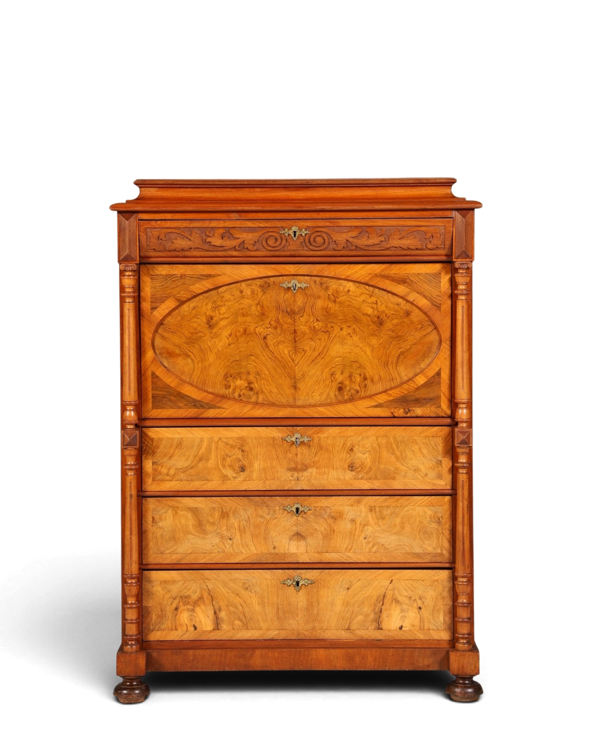 Stilvoller Gründerzeit Sekretär Vertiko Nussbaum Highboard Louis Philippe Kommode Sekretär Schrank um 1880