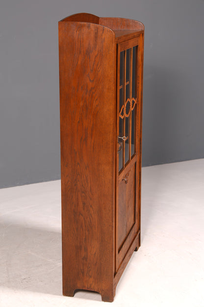 Stilvolle Jugendstil Vitrine Antike Holz Bücherschrank Eiche Antik Schrank Geschirrschrank