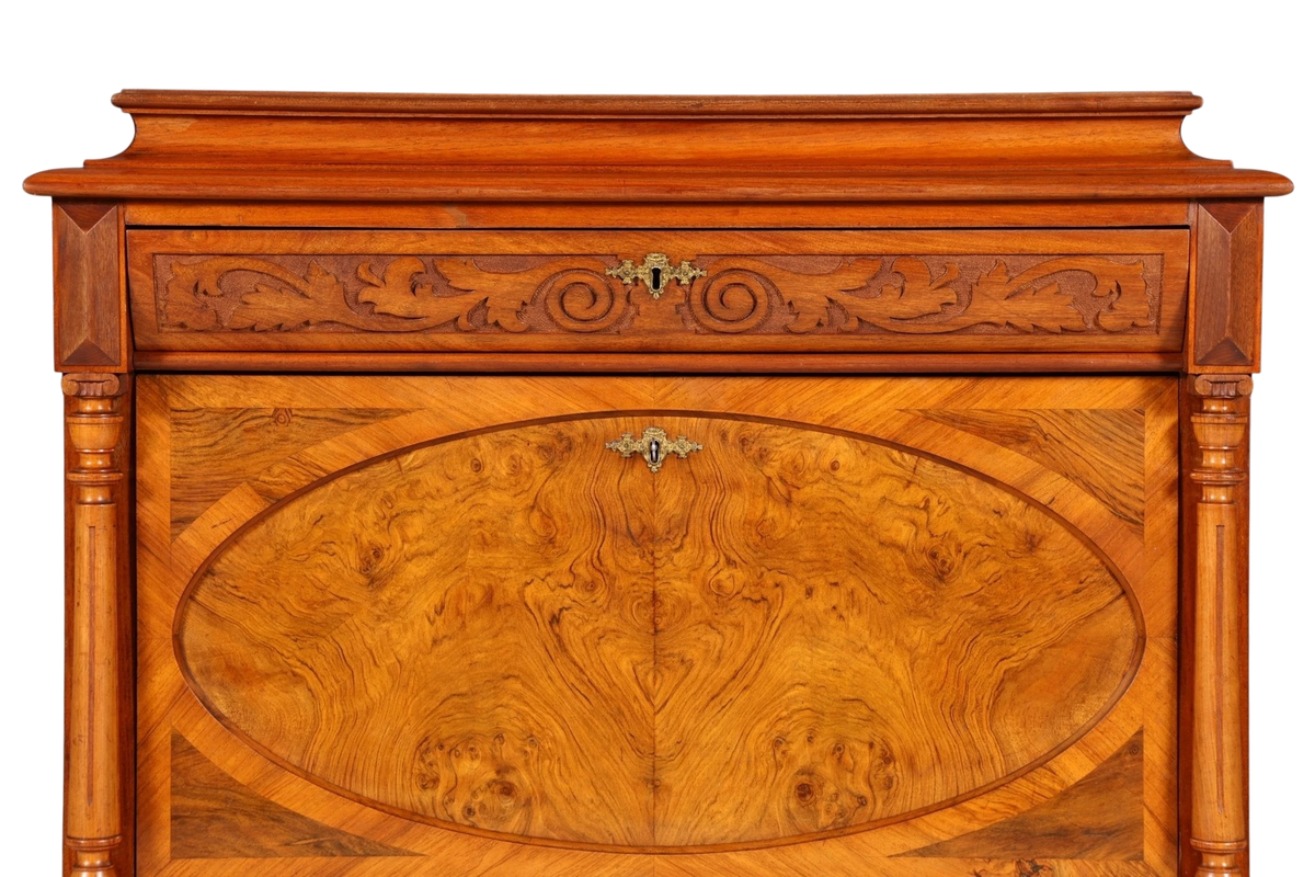 Stilvoller Gründerzeit Sekretär Vertiko Nussbaum Highboard Louis Philippe Kommode Sekretär Schrank um 1880